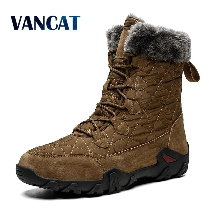 New Winter High Help Men Snow Boots Waterproof Man Boots Man Fur Thick Plush Warm Men's Boots Male Ankle Boots Big Size 38 48