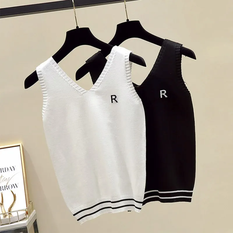 

Summer Modern Lady Sleeveless Black White Camis Crop Casual Tank Top Slim Fit Body Vest Tanks for Women