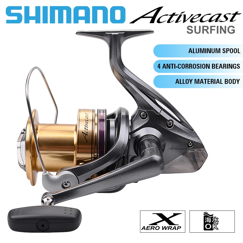 

SHIMANO ACTIVECAST Surfcast Fishing Reel 1050 1060 1080 1100 1120 3.8:1Low-Profile Saltwater Beaches Spinning Reel Fishing Coil