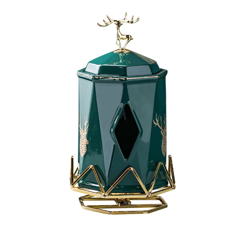 

Household Dark Green Tissue Box Ornaments with Lid European-style Napkin Box Living Room Coffee Table Light Luxury Pumping Box