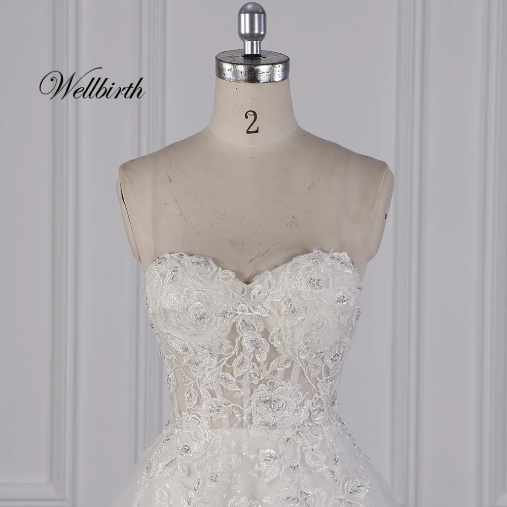 Реальное изображение Wellbirth Vestido de novia милый молния на спине бальное платье свадебное платье с открытыми плечами свадебное платье JC026