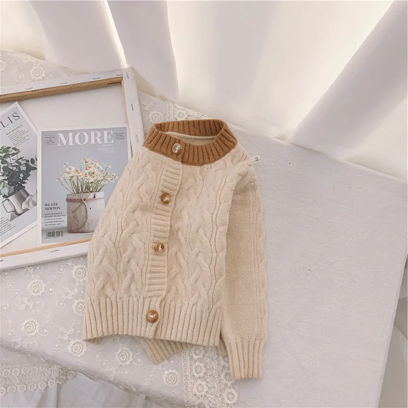 New Cotton Kids Cardigan Boys Girls Children's Knit Cardigan Sweaters Autumn Winter Thicken Kids Knitwear Coats LZ298