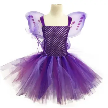 

Toddler Girls Fairy Costume Set Sleeveless Tutu Dress Wings Magic Wand Cosplay