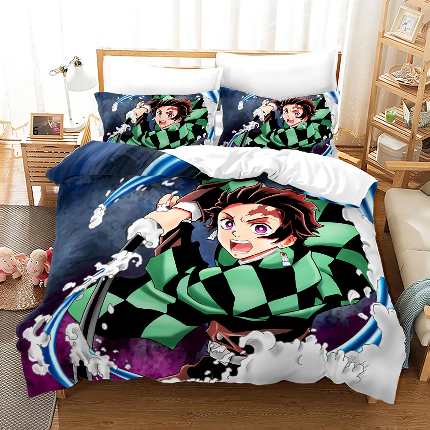 Demon Slayer Bedding Set Single Twin Full Queen King Size Demon Slayer Bed Set Children Kid Bedroom Duvetcover Sets 3D Print 025