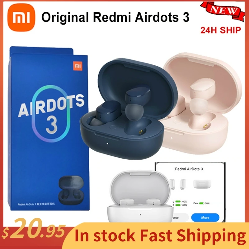 Беспроводные наушники Xiaomi Redmi Airdots 3 Mi Bluetooth 5 2 aptX адаптивные стерео басы с