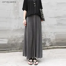 Осень Зима Хлопок Эластичный Высокая талия Макси Юбки Женская мода уличная винтажная Falda плиссированная длинная юбка Женская Saia Longa