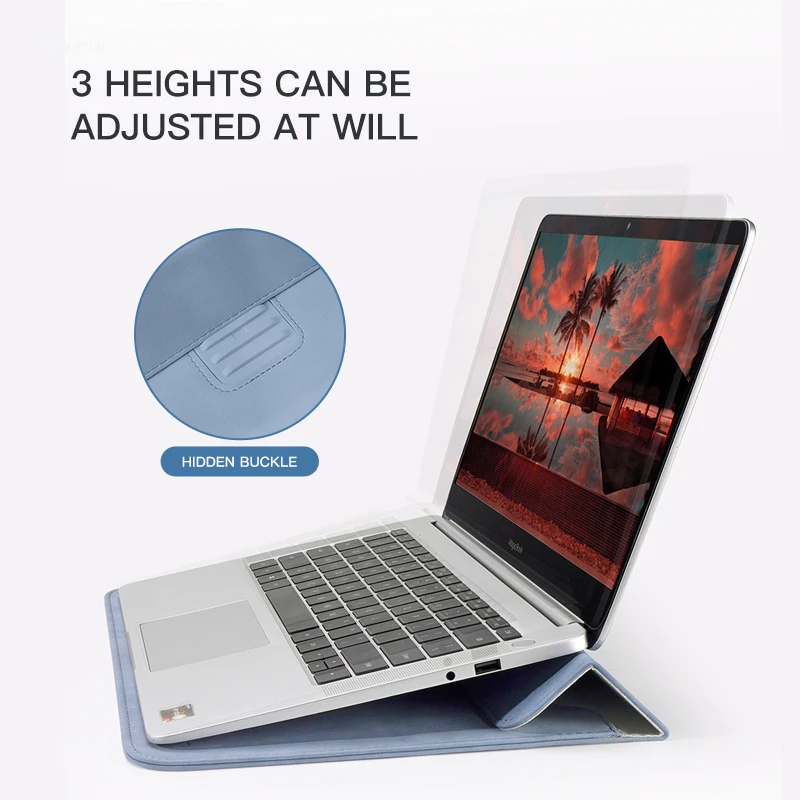 Laptop Case Bolsa de Manga para Macbook m1 Air Pro 13 15 Bolsa de Manga Notebook para Huawei Asus Dell 11 12 13.3 14 15.6 Polegadas Case Stand - Imagem 4