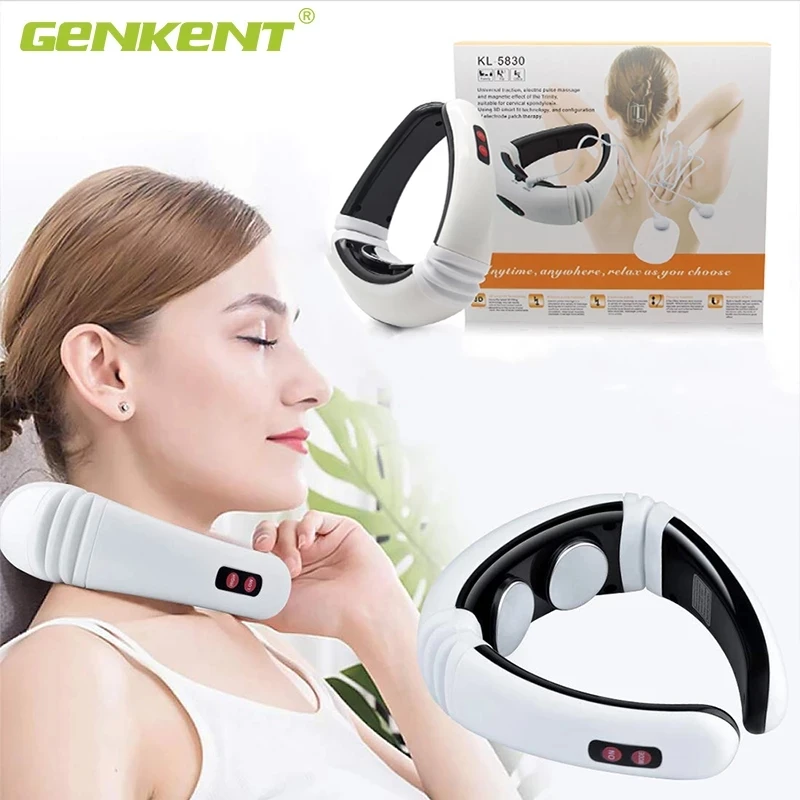 

Electric Tens Unit Pulse Neck Massager Magnetic Pulse Therapy Vertebra Relax Far Infrared Heating Pain Relief