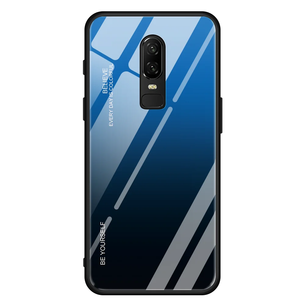 07 Защитный кожух для телефона в виде ракушки для Oneplus 6 градиентный чехол из закаленного стекла для One Plus 5 5T 6T Fundas - Цвет: 07