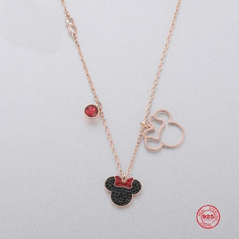 

2020 new Fashion Charm Sterling Silver Original 1:1 Copy, Cute Mouse Fun Full Necklace Female Luxury Jewelry Gifts