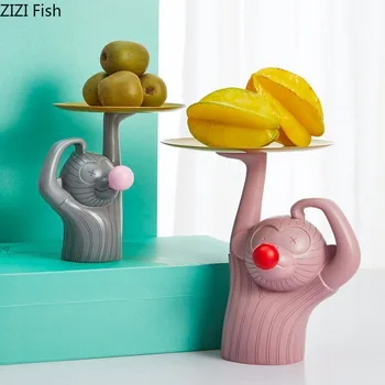 

Simple Solid Color Creative Animal Decoration Little Monkey Storage Tray Living Room Bedroom TV Cabinet Decoration Home Decor