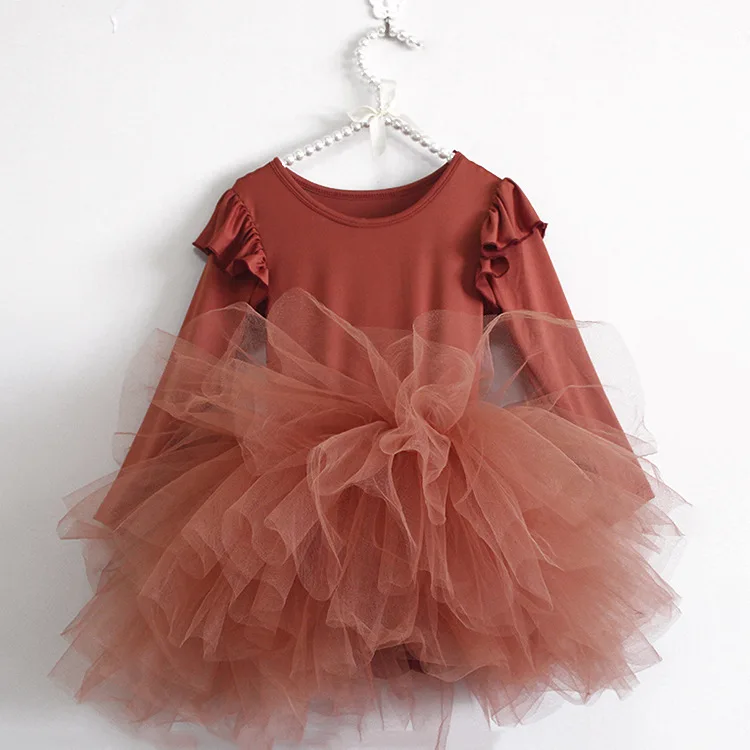 Baby Girl Princess Tulle Dress Fluffy Long Sleeve Infant Toddler Puffy Dress Tutu Black Green Party Pageant Dance Clothes 1-10Y baby girl skirt clothes