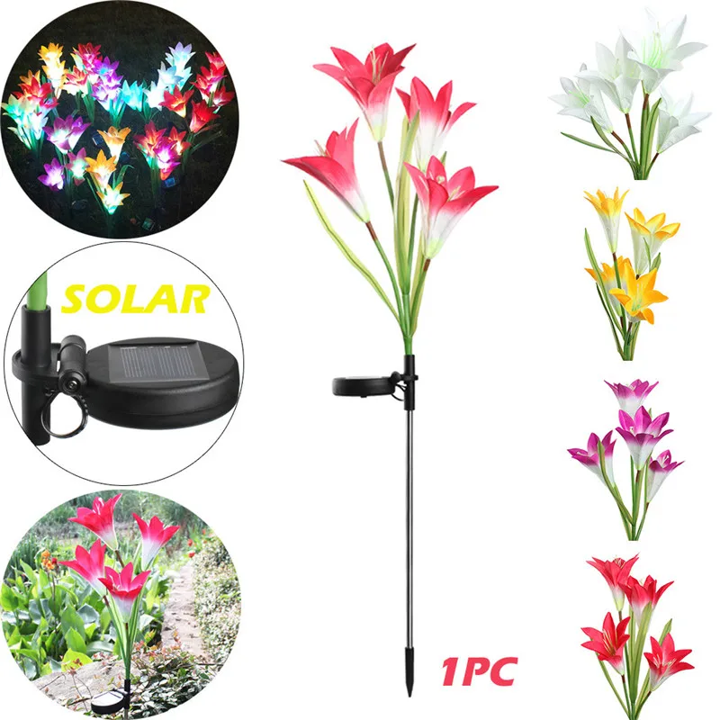 Solar Power Flower Light LED Waterproof Rose Flower Stake Lamp for Home Garden Yard Lawn Path Fairy Lights Garden Decor Outdoor