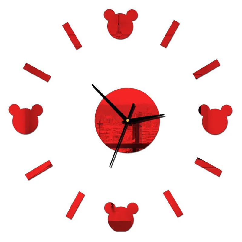 Современный Дизайн Микки Маус большие 3d настенные часы Работа от батареи цифровые настенные часы украшение для спальни гостиной кухни - Цвет: Style C Red