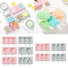 Behogar Симпатичные Многоразовые Мягкие силиконовые DIY ручной работы Мороженое Поп форма для мороженого плесень с палочками крышкой инструменты для кухни дома