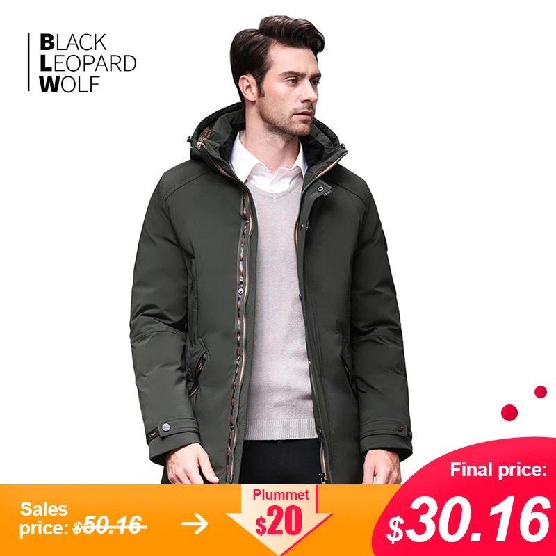 Blackleopardwolf Мужская одежда зимний пуховик со съемным мехом куртка мужская зимняя BL-989