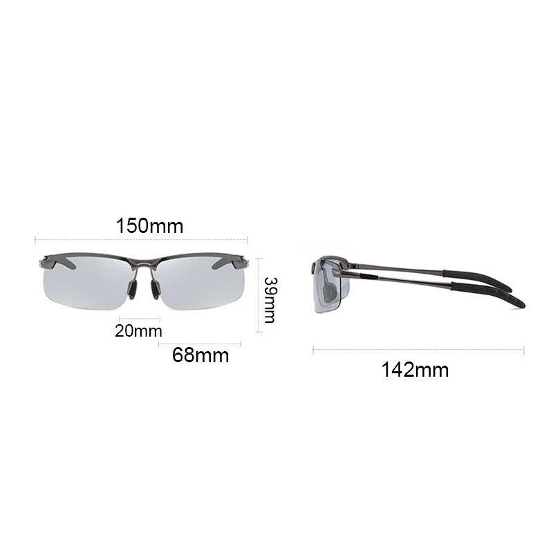 

Polarized Semi-Rimless Sunglasses Driver Riding Goggle Chameleon Change Color Glasses High Quality