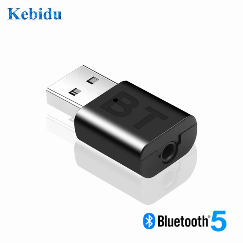 

KEBIDU Wireless USB Bluetooth Audio Receiver Adapter Home Car Stereo Music AUX Adapter Bluetooth5.0 for Car PC Phone Tablet MP3/