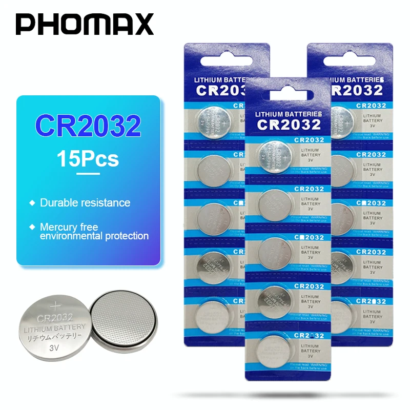PHOMAX cr2032 15 шт. батарейка для часов, аккумулятор для часов cr 2032 Coche Bateria de control remoto del coche Car Renote battery