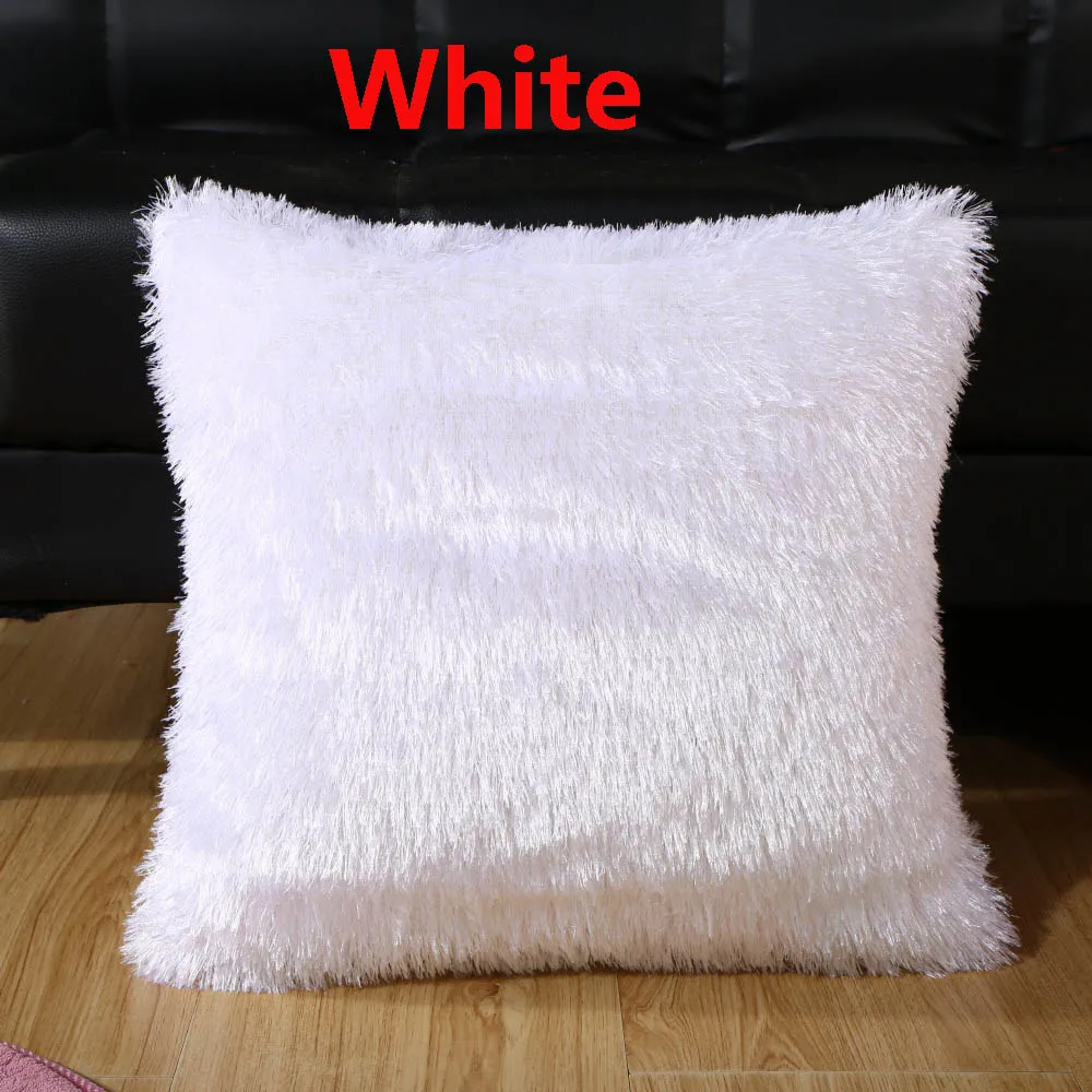 1PC Soft Plush Square Solid Waist Throw Pillow Case DIY Seat Home Decorative Pillow Cover 42cm Pom Pillowcase