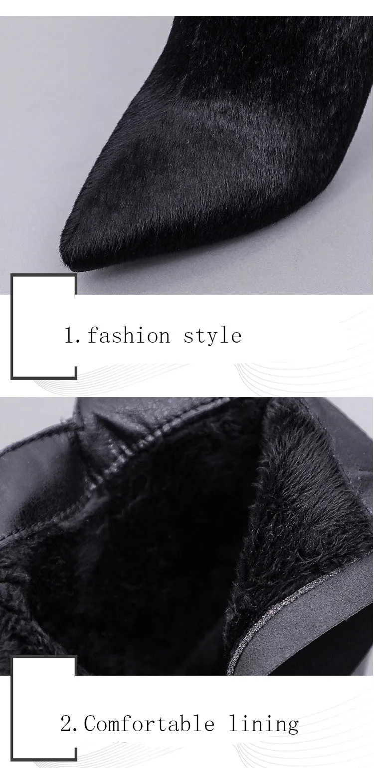 COWCOM Autumn Winter Temperament High Heel Slim Boots Stiletto Pointed High Heel Boots Women Shoes JXQ-830-2