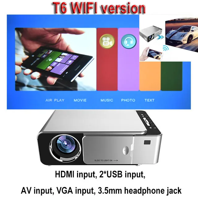 UNIC T6 1280x720 светодиодный проектор 3500 люмен Keystone USB HDMI VGA AV проектор домашний кинотеатр Proyector