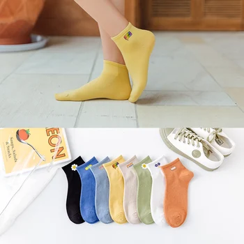 

Spring And Summer Cotton Socks Fashion Women Boat Colorful Female Socks Shallow Mouth Short Cartoon Print Socks For Girls