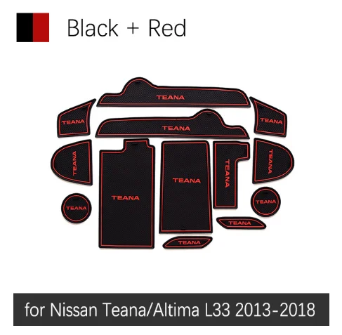 Для Nissan Teana Altima L33 2013~ противоскользящие резиновые ворота слот чашки коврик двери паз коврик наклейки для автомобиля - Название цвета: Red