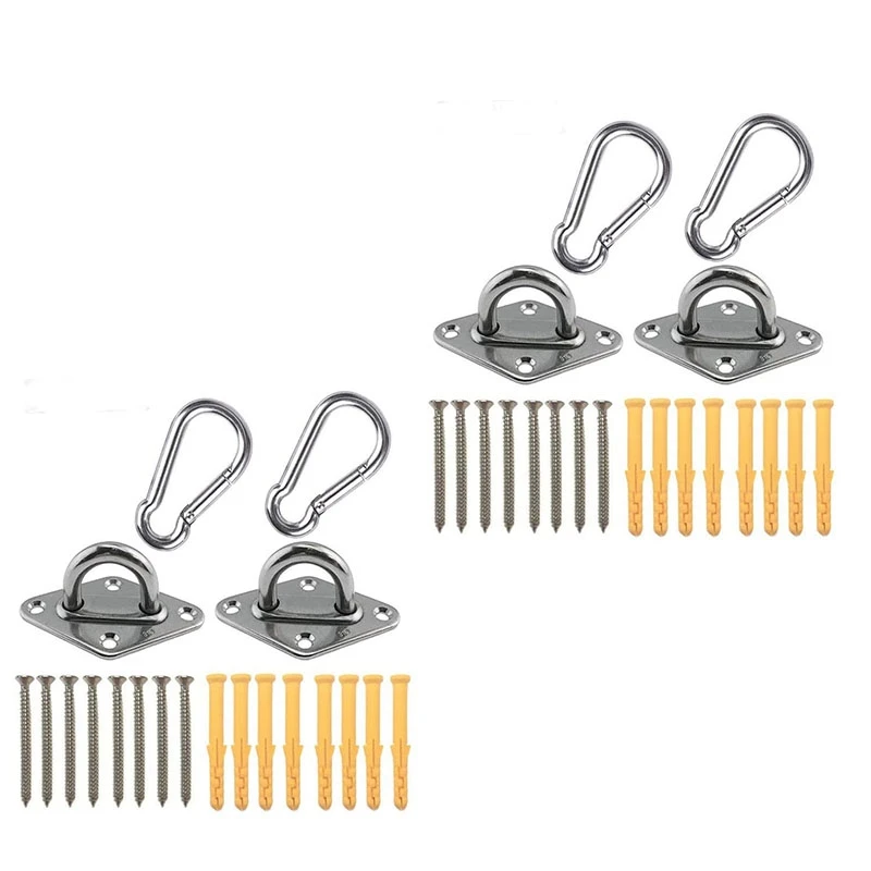 Heavy Duty Hammock Hanging Kit Pad Eye Plate Staple Ring Hook, Wall