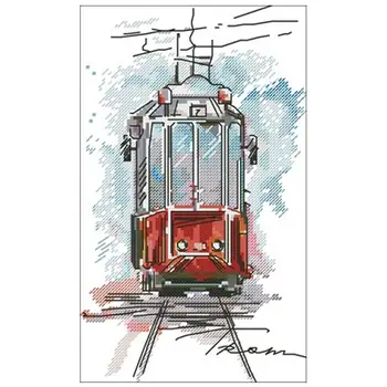 

City tram scenery patterns Counted Cross Stitch 11CT 14CT 18CT DIY Chinese Cross Stitch Kits Embroidery Needlework Set