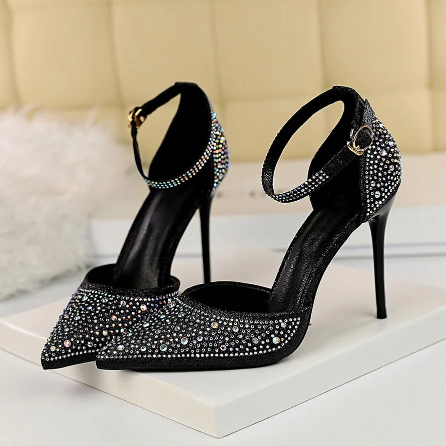 Amazon.com | Trary Women's Slingback Glitter Heel Pointed Toe Dress Pumps Shoes  Black | Shoes