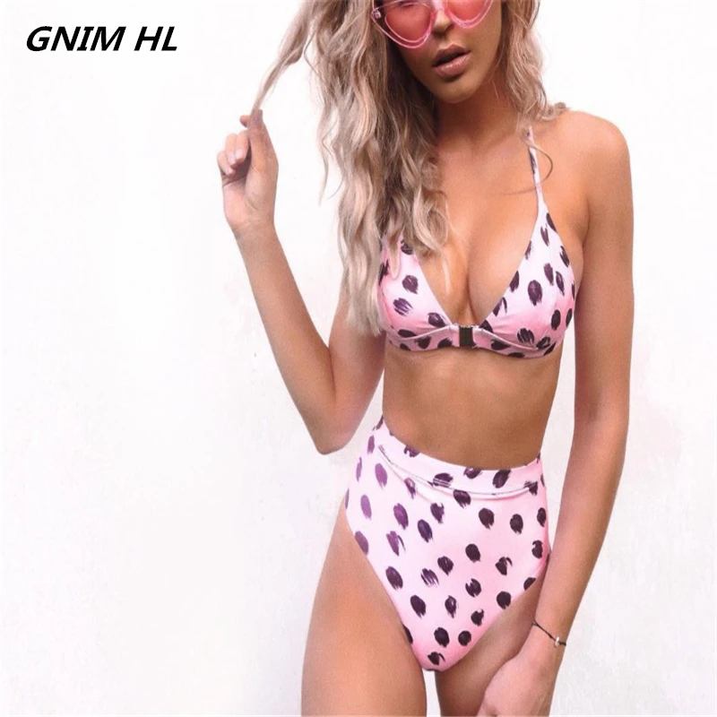 

GNIM HL High Waist Bikini Swimsuit Women 2019 New Push Up Swimwear Sexy Leopard Print Bikinis Bathing Suit Two Pieces Beachwear