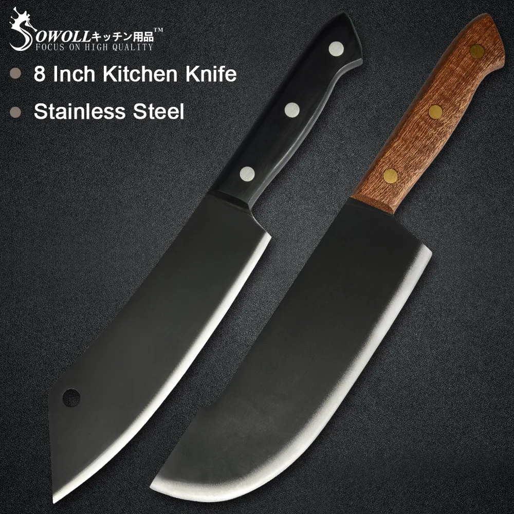 Sowoll 2pcs Chef Knives Set Stainless Steel Sharp Blade Antirust