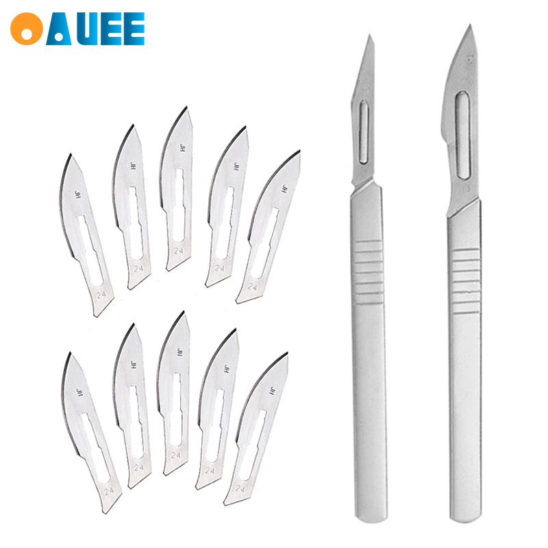 Titanium Knife Scalpel-Tool-Set Cutting-Tool Handle Animal-Scalpel Carbon-Steel 10pcs