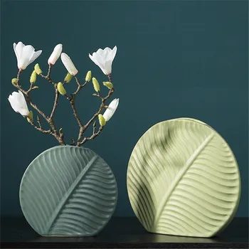 

Nordic ceramic Leaves vase flower arrangement vase creative shell vase home decoration wedding decoration best gift flower vase