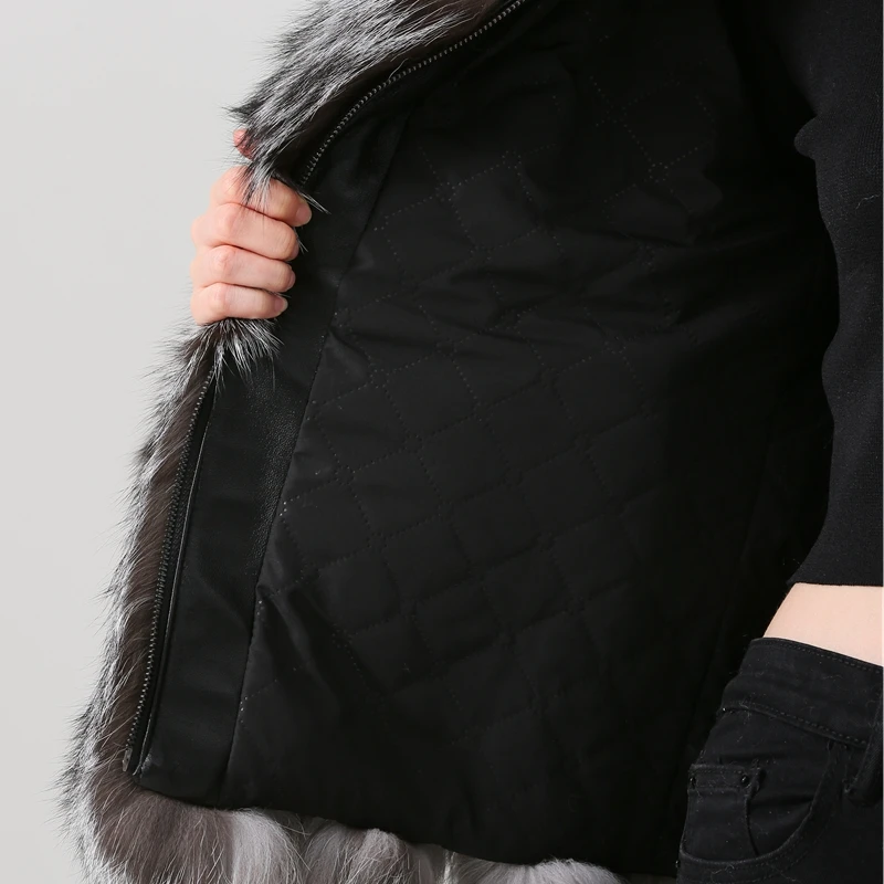Perfect QIUCHEN  PJ19023 2019 new arrival  real fox fur coat with real sheep fur fashion mode hot sale Free shipping 5