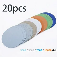 

20Pcs 5inch 125mm Round Sandpaper Wet Dry Sanding Disc Sand Sheet Hook Loop Pad 3000-10000 Grit Metal Polishing Pad Grinding Too