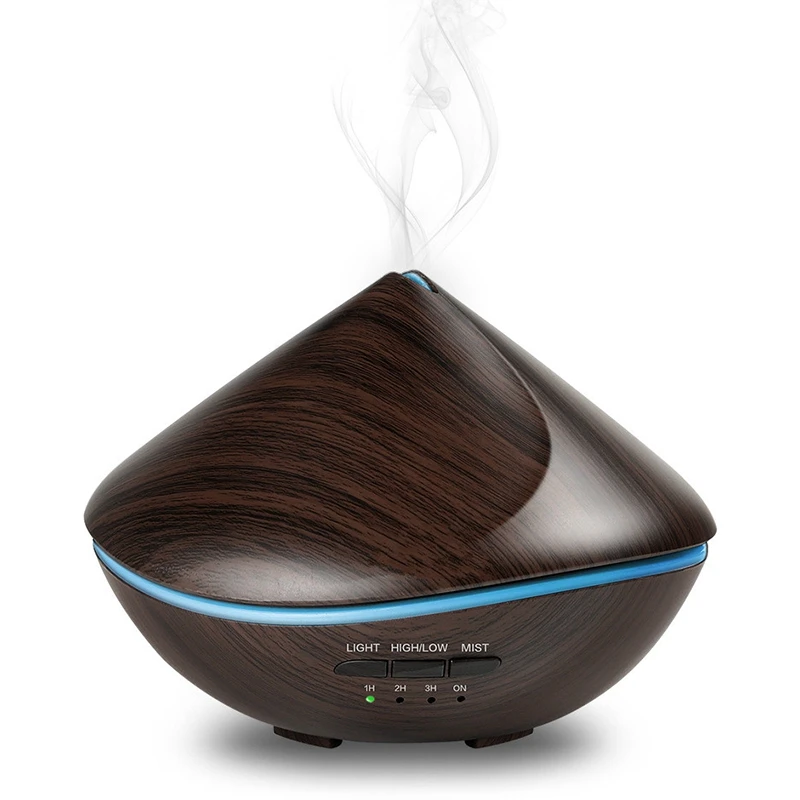 

500Ml Wood Grain Essential Oil Aromatherapy Diffuser Air Humidifier With 7Colors Led Night Light For Home Office Mist Maker Eu P