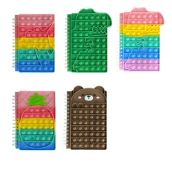 Carnet à bulles en Silicone A5 pour enfants, jouet anti Stress, carnet d'école arc en ciel 