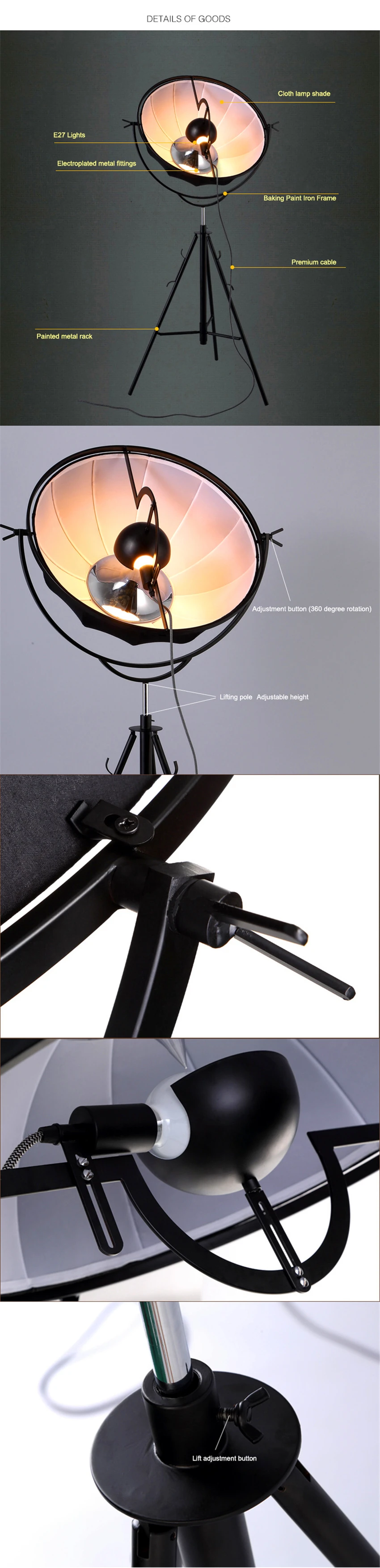 Скандинавские напольные лампы Стенд Свет Классический напольный свет фотография свет спутниковой формы фотостудия гостиная световые