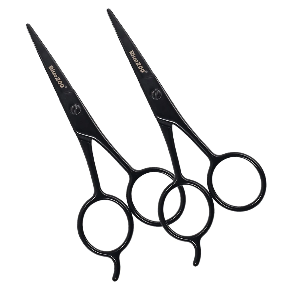 2X Facial Hair Scissors Stainless Steel Ears Nose Eyebrow Moustache Scissors for Men Grooming Trimming Hair Beard, 13x5.6x4cm