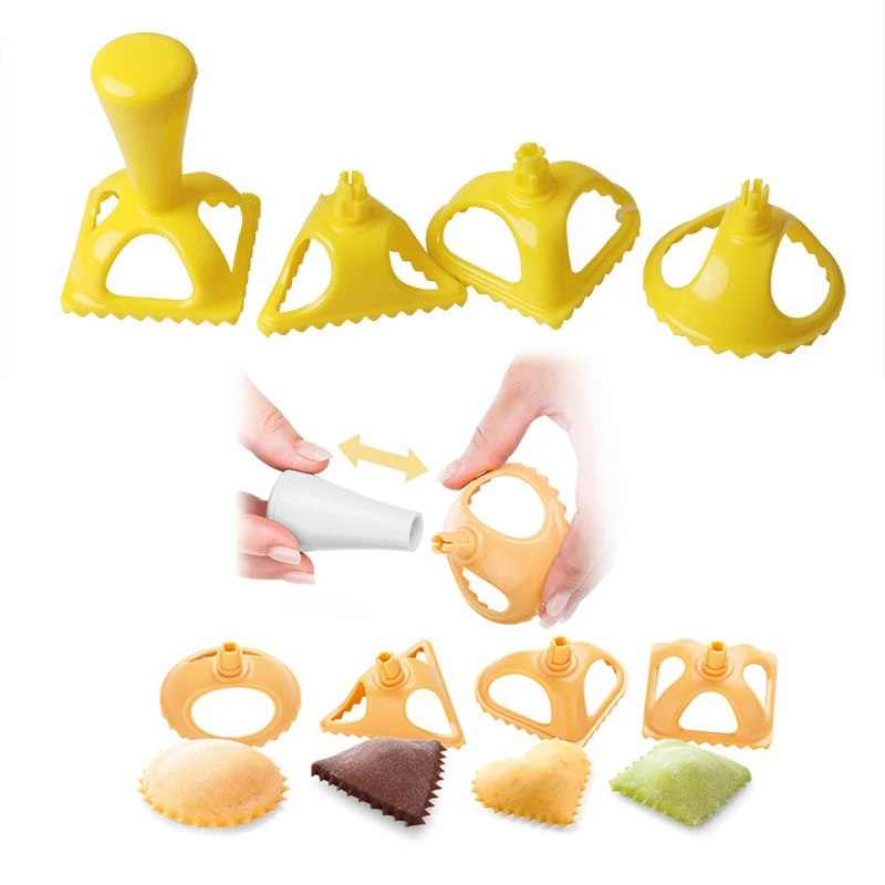 Aomily 4pcs / Set Of DIY 3D Dumpling Mold Pasta Press Ravioli Fruit Cake Mold Biscuit Home Pastry Baking Cooking Tools Kitchen afbeelding