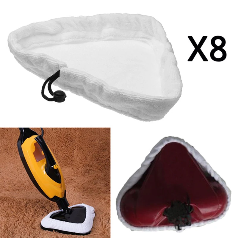 Almohadilla de limpieza de tela de microfibra para limpiador de vapor, mopa de suelo, vaporizador, triángulo, reemplazo, combina con el Original, 8 Uds. ► Foto 3/6