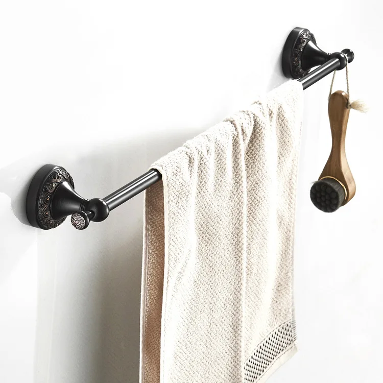 

Black And White with Pattern Vintage Towel And Sheet Bar Varved Towel Rack Hanging Towel Bar Sanitary Ware Brass European Style