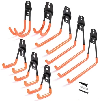 

8Pcs Iron Hanging Hooks Orange Warehouse Hook Garage Storage Utility Double Hooks Screw Heavy Duty for Organizing Power Tools Ho