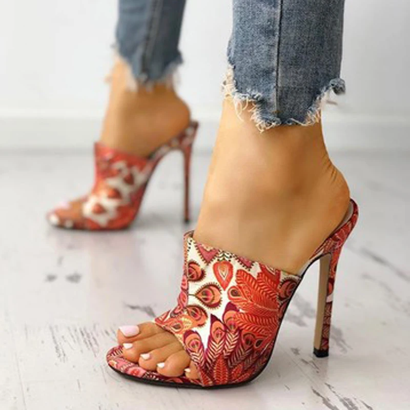 

Siddons Bohemia Styele Women Slippers Sandals Open Toe Slip On Ladies Mules Shoes Sexy Party High Heels Sandals Women Stilettos