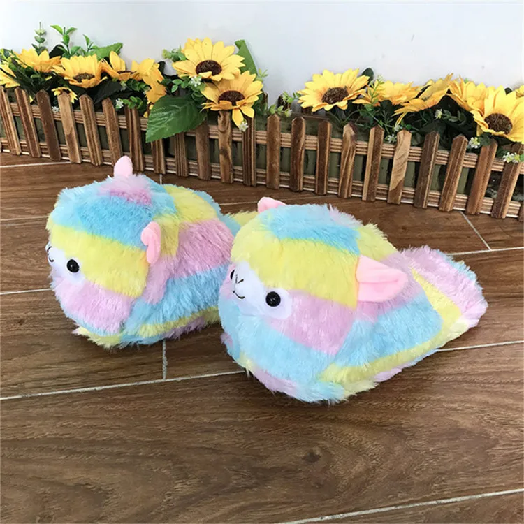 slippers LIN KING/женские зимние домашние тапочки с милым мультяшным принтом; теплая плюшевая домашняя обувь; нескользящая домашняя обувь на плоской подошве для женщин - Цвет: slippers