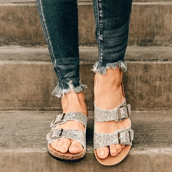 

New Women Summer Non-slip Platform 3cm Flat Slippers Flip Flops Female Romanesque Shoes Lady Beach Women Buckle Strap Sandals