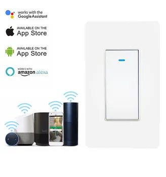 

US Standard Push Button Wifi Wall Smart Light Switch App Timer Home Remote Voice Control Intelligent Wireless For Google Alexa