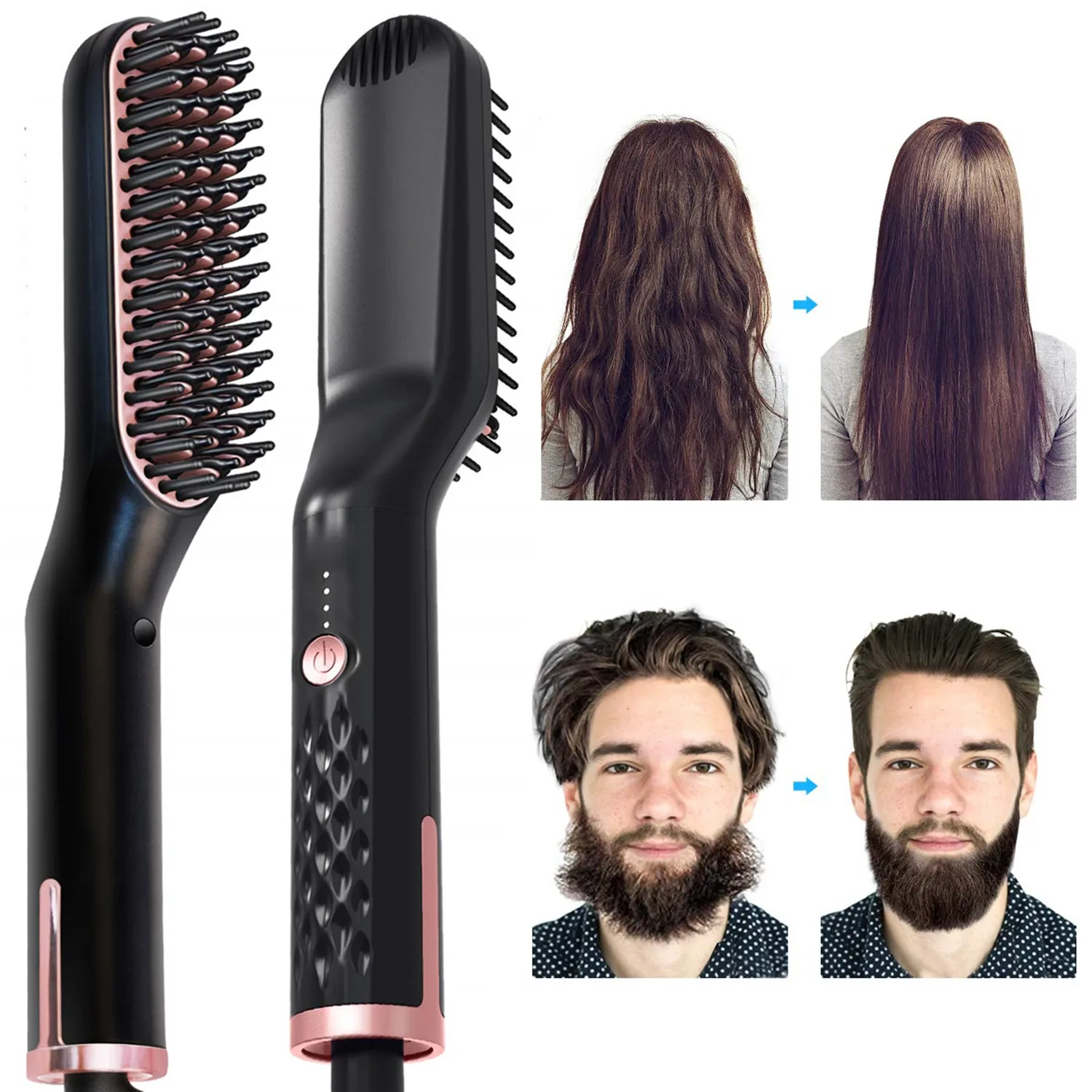 NEW Beard Straightener Multifunctional Hair Comb Brush Electric Quick Heating Hair Straightening Iron Hair Styling Comb For Men multifunctional hair comb brush beard straightener hair straighten electric beard straightening comb quick hair styler for men